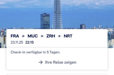 Screenshot aus der Lufthansa-App